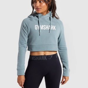 Gymshark cropped crest hoodie in turquoise